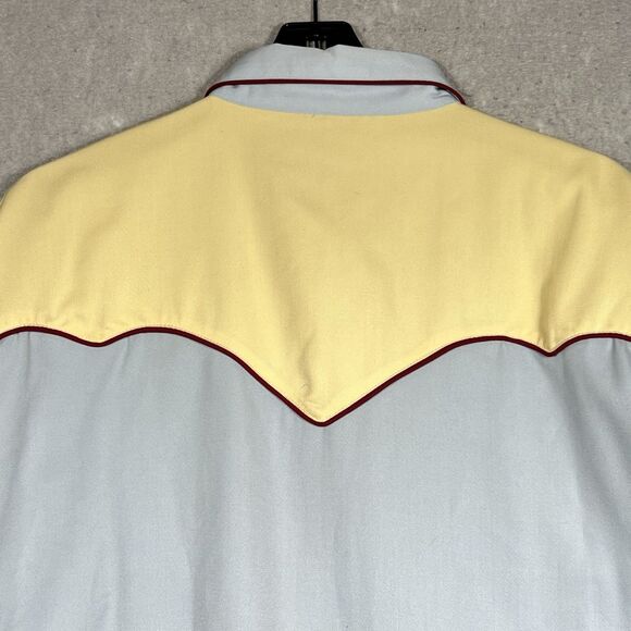 VTG Scully Western Rodeo Shirt Pearl Snap Men’s Sz XL Yellow/ Blue Long Sleeve - Picture 9 of 13